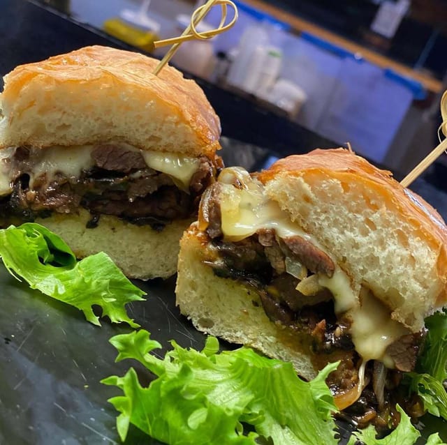 Mushroom Swiss Steak Sub.